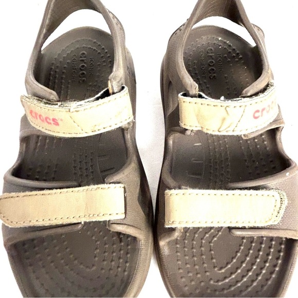 Crocs  Brown Sandal Toddler Kids Size C10 Hook Loop Shoes - Picture 10 of 10
